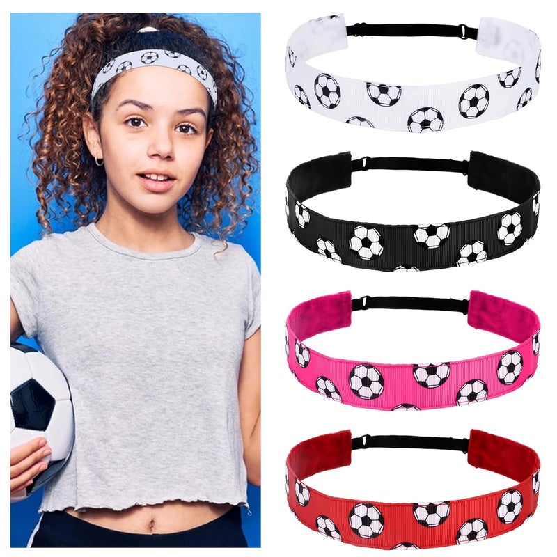 Amariver 4Pcs Soccer Headbands Sport Headband for Boys and Girls Elastic Head Band Adjustable Football Hair Band Stretch Elastic Athletic Head Band Pack - Image 1